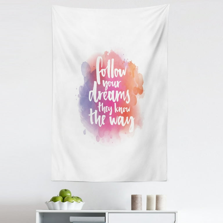 Wording Tapestry Words About Finding Your Way in Life Modern Letters Watercolor Splash Fabric Wall Hanging Decor for Bedroom Living Room Dorm 5 Sizes Coral Pink Purple by Ambesonne Walmart