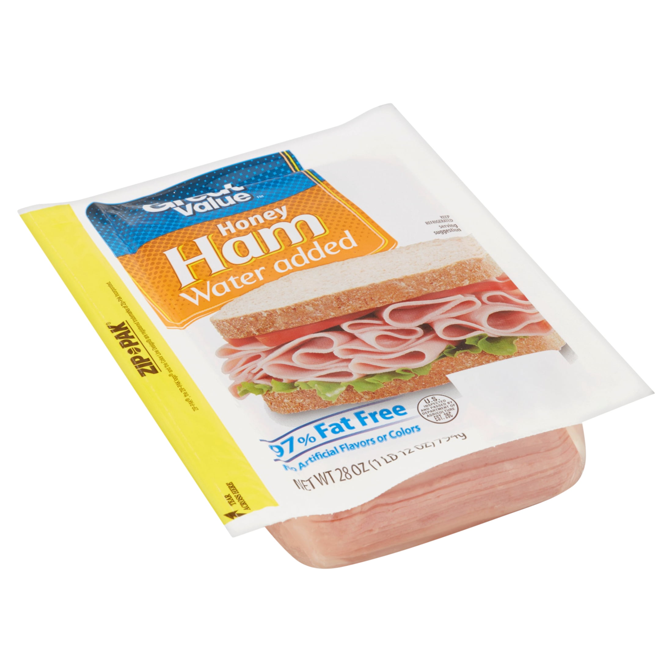 Great Value Honey Ham 28 oz, Bag, Deli Sliced