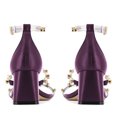 thumbnail image 3 of XYD Women Crystal Studs Transparent Strap Sandals Open Toe Ankle Strap Mid Chunky Heels Fashion Party Prom Shoes Size 7 Purple, 3 of 4