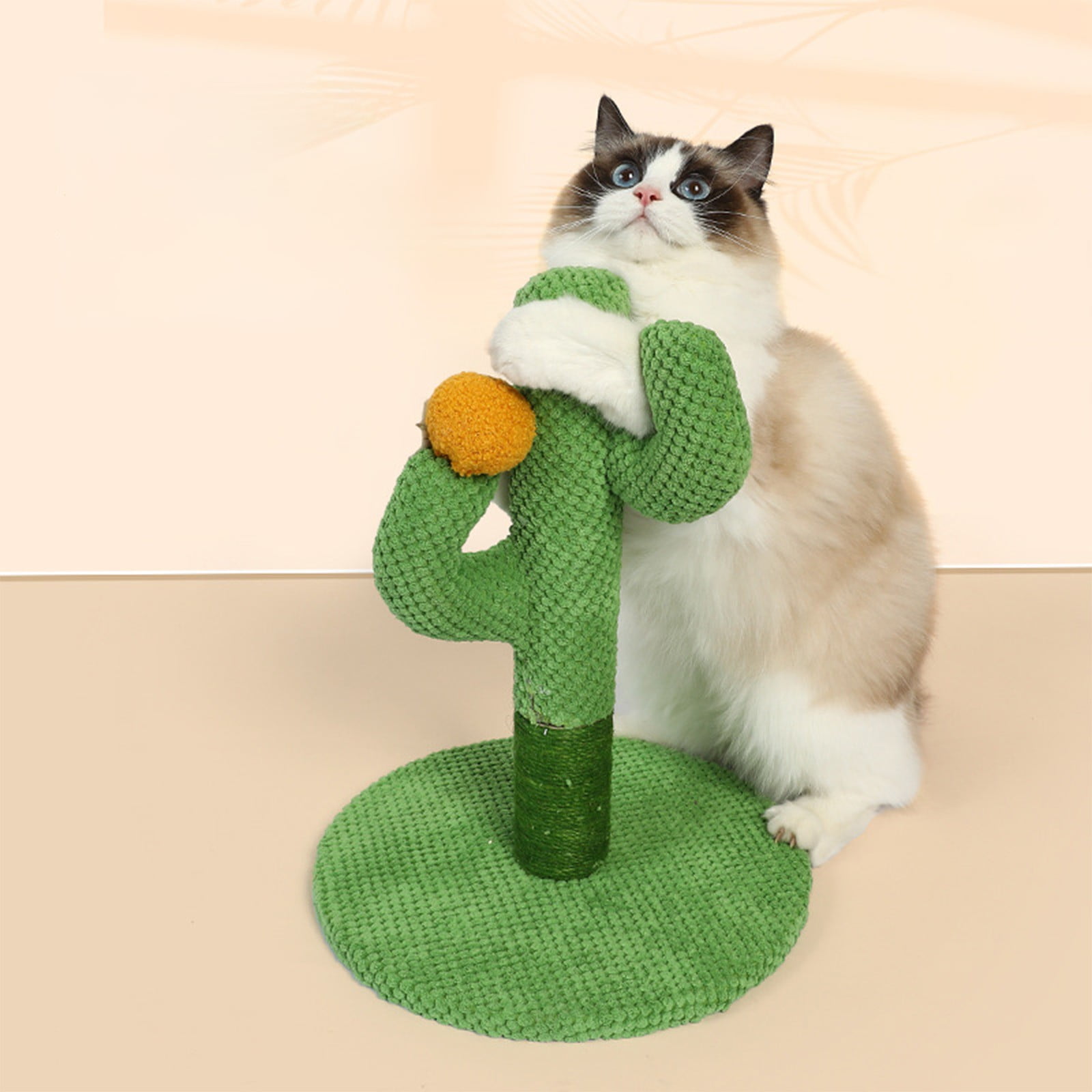 Cactus Cat Scratching Post With Natural Sisal Rope For Indoor Cats Kittens Durable Floor Standing 17X12 Inch
