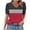 Red, variant on Turilly Women's Puff Sleeve Color Block Top Fashion Ladies V-Neck Button Detail Summer T-Shirt