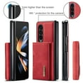 thumbnail image 3 of SaniMore Case for Samsung Galaxy Z Fold 4 7.6" 2022, Retro PU Leather Case Soft TPU Inner Detachable Magnetic Folding Card Pocket Flip Kickstand Anti-drop Shockproof Protectiive Case, Red, 3 of 10