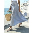 thumbnail image 6 of Womens Blue And White Striped A-Line Front Button Maxi Skirt, 6 of 6