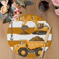 thumbnail image 3 of Yellow Truck Round 15 Inch Placemats Set of 6, Brown Striped Farmhouse Art HeatResistant Non Slip Place Mats for Dining Table, Wipeable Braided Kitchen Table Mats for Housewarming, 3 of 9