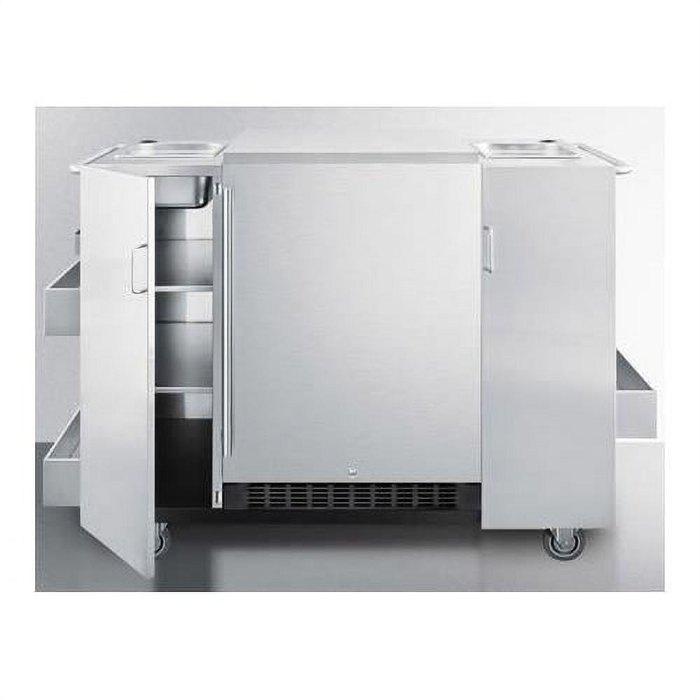 Summit 61-Inch Freestanding Cart With 24-Inch 4.6 Cu. Ft. Outdoor Rated Compact Refrigerator