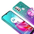 thumbnail image 4 of SOGA Quicksand Cover Cute Girl Phone Case Compatible for Motorola Moto G30 Case, Moto G10 Case, with Ring for Magnetic Car Mounts, Lanyard, Tempered Glass - Purple / Teal, 4 of 6