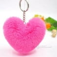thumbnail image 4 of Fluffy pompom Keychain Gifts for Women Soft Heart Shape Pompon Fake Rabbit Key Chain Ball Car Bag Accessories Key Ring tzw, 4 of 6