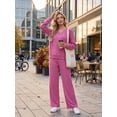 thumbnail image 2 of Cueply Lounge Sets for Women 2 Piece Outfits Fall Long Sleeve Knit Sweater Top Wide Leg Pants Loungewear Winter Matching Set, 2 of 8
