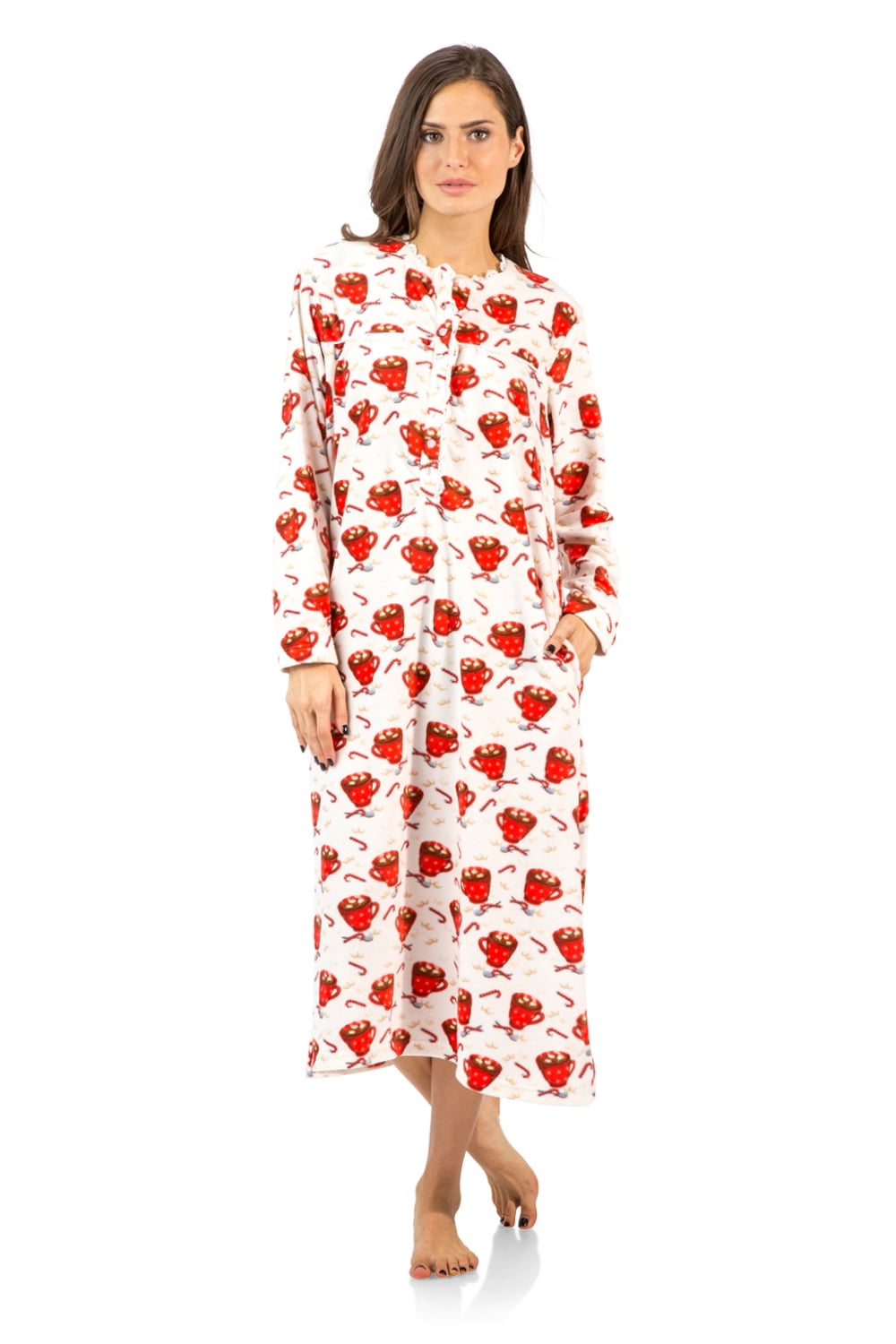 women's long fleece nightgown