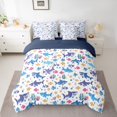 thumbnail image 3 of Manfei Cute Shark Twin Bedding, Sea Fish Coral Bedding Comforter Set, Blue Purple, Blue Reversible, 7-Piece, 3 of 6