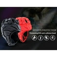 thumbnail image 4 of Casco protector de fútbol con carcasa blanda, cascos de rugby, casco acolchado suave, casco de fútbol con bandera ajustable, casco de fútbol, protección para la cabeza de portero de fútbol para, 4 of 7
