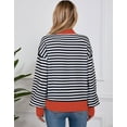thumbnail image 4 of Sweaters for Women Crew Neck Loose Fit Long Sleeve Striped Knitted Pullover Sweaters Tops Color Block Winter Sweaters Alsol Lamesa, 4 of 6