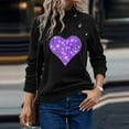 thumbnail image 2 of Cute Tops for Women Long Sleeve Mock Crew Neck Button Trim Tunic Tee Casual Loose Heart Graphic Print Pullover Shirts(Black,XL), 2 of 5