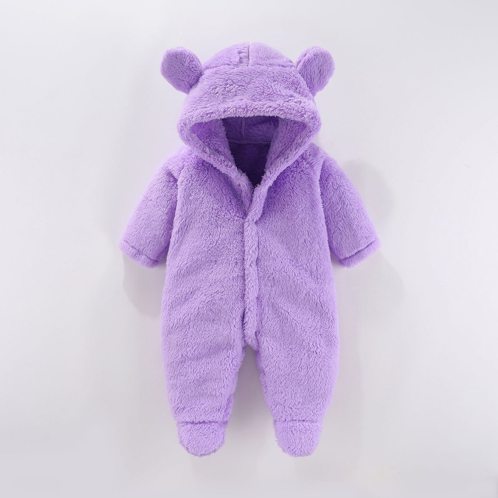 Rovga Baby Footie Snowsuit Winter Onesie Cartoon Bear Warm Hooded Outfits For Girls Boys Lovely Dailywear