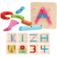 thumbnail image 1 of Amerteer Wooden Letter Number Construction Puzzle Educational Stacking Blocks Toy Set Shape Color Sorter Pegboard Activity Board Sort Game for Kids Toddler Gift Preschool Learning STEM Toy, 1 of 7