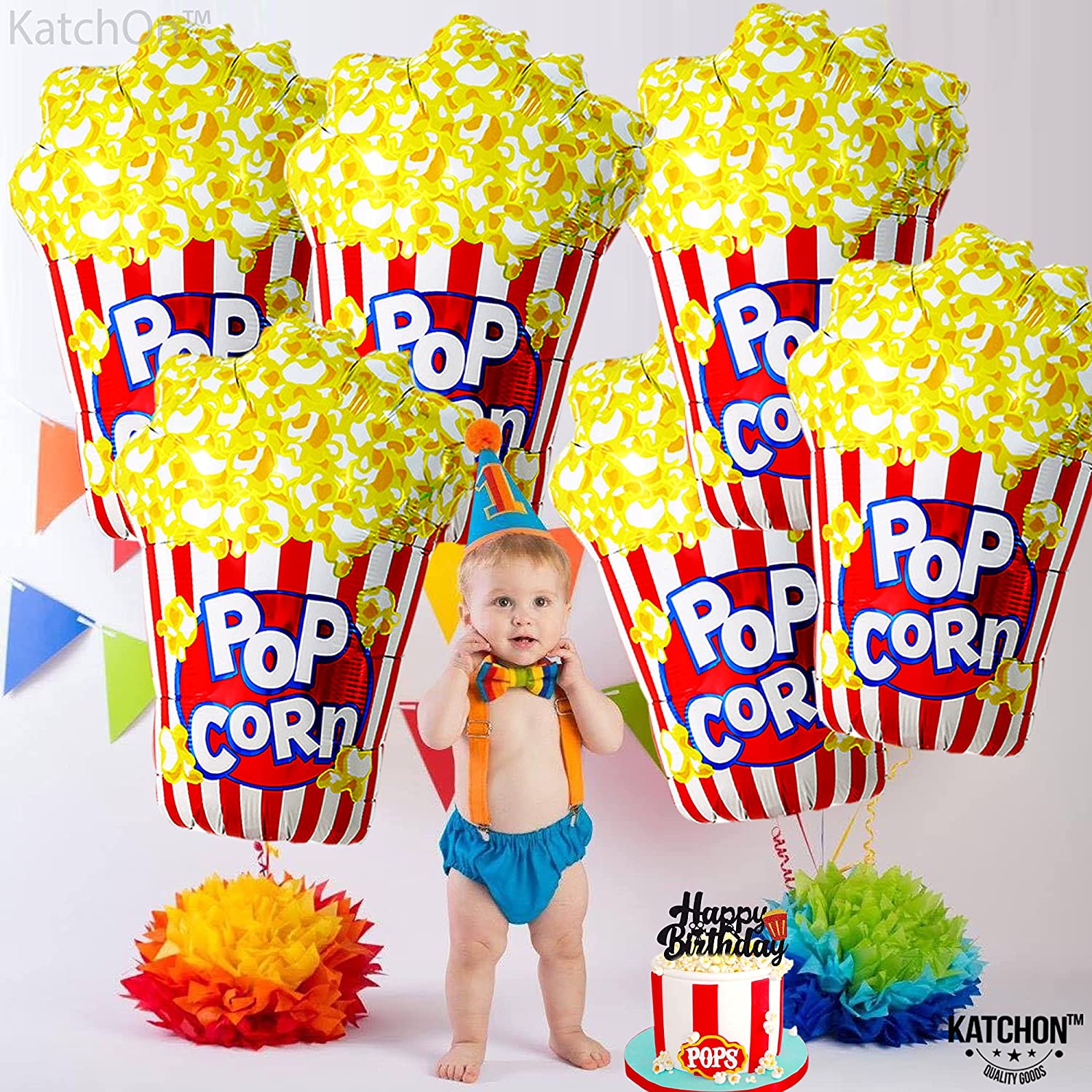 Popcorn party balloons decoration ideas, popcorn balloons, anniversary  party celebration