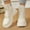 #137-Beige, variant on Wowcloth Winter Lined Ankle Boots for Women – Cozy Front Lace-Up Side Zipper Round Toe Chunky Heel Mid-Calf Boots for Casual Daily Wear & Cold Weather Outfits