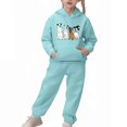 thumbnail image 2 of SYMOID Boys Light Blue Fleece Tracksuit Hoodie & Joggers 2-Piece Set with Cute Dog Graphic for Casual Playwear,Size 2 T, 2 of 5