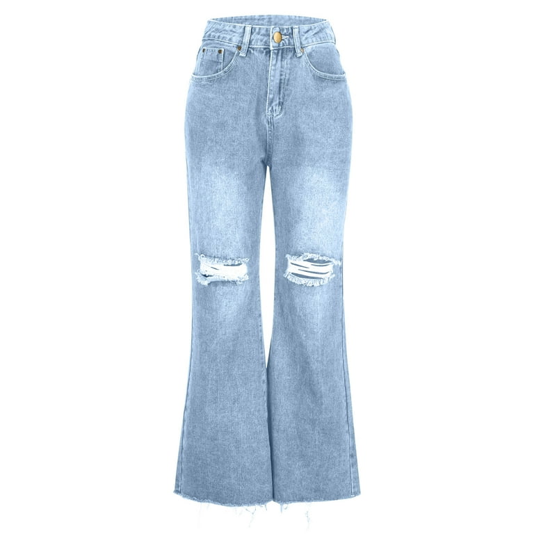 TIANEK Bootcut Jeans for Women Fashion Full-Length High Waist Jeans for  Women Ripped Jeans for Teen Girls Denim Pants Versatile Jeans Womens 2023 