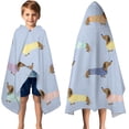 thumbnail image 3 of Colorful Funny Dachshund Hooded Bath Towel，50"x30" for Ages 3 To 12 Kids, Quick Dry Lightweight Soft Microfiber Hood Beach Towel Cover Up for Kids, 3 of 7