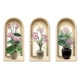 thumbnail image 5 of 3pcs simulation potted green plant wall stickers, suitable for living rooms, bedrooms, offices, removable wall art stickers, wall decorations, 5 of 7