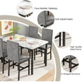 thumbnail image 5 of 4-person dining table set, modern artificial marble dining table set, kitchen table and chair set of 4 pieces, suitable for small Spaces, apartments, restaurants, Grey/WHite, 5 of 11