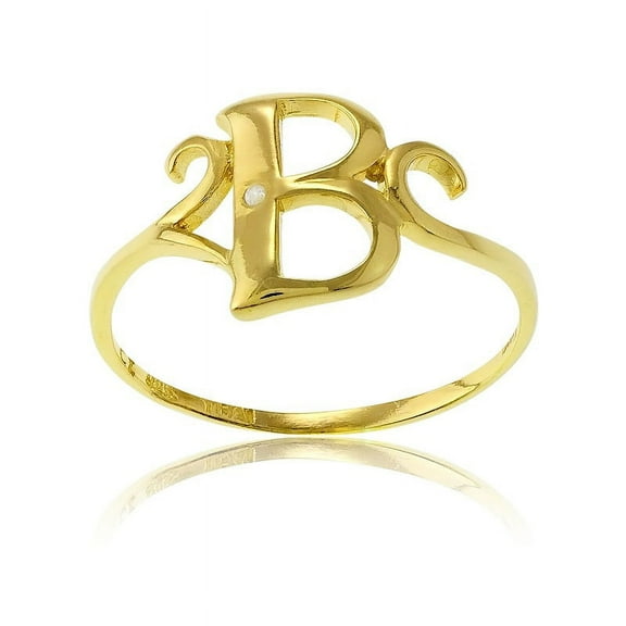 Daily Delight TheJewelryHut Designer Sterling Silver 1 Micron Gold-plating Single CZ "B" Ring