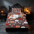 thumbnail image 5 of Homewish Halloween Pumpkin Twin Sheets, Autumn Leaf Bedding, Dark Brown Red, 3pcs (1 Flat Sheet, 1 Fitted Sheet and 1 Pillowcase), 5 of 6