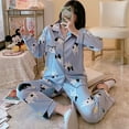 thumbnail image 3 of Pyjama Femme Printemps et Automne Manches Longues Grande Taille Été Cardigan Automne et Hiver Ensemble Maison, 3 of 5