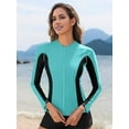 thumbnail image 3 of Asoul Rash Guard for Women, UPF 50+ Long Sleeve Zip Front UV Sun Protection Jacket Swim Shirt for Women Swimwear, 3 of 6