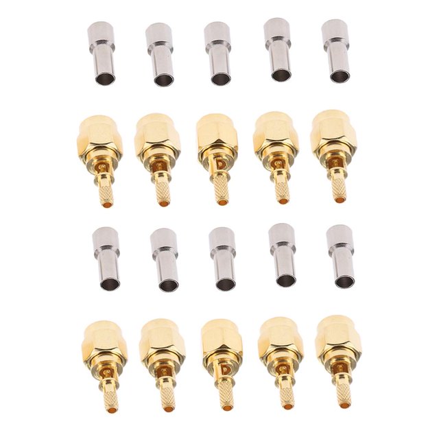 Conector macho Baoblaze SMA 10x para Adaptador RG316 RG174 chapado en oro