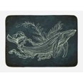 thumbnail image 1 of Whale Bath Mat, Silhouette of Whale in Doodle Style with Coral Reef and Seaweeds Print, Non-Slip Plush Mat Bathroom Kitchen Laundry Room Decor, 29.5 X 17.5 Inches, Slate and Petrol Blue, Ambesonne, 1 of 2