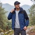 thumbnail image 4 of Dresfit Rain Jacket for Men with Hood Windproof Hooded Windbreaker Jacket 2026 Summer Long Sleeve Zip Up Travel Raincoat Big and Tall Packable Raincoats L, 4 of 7