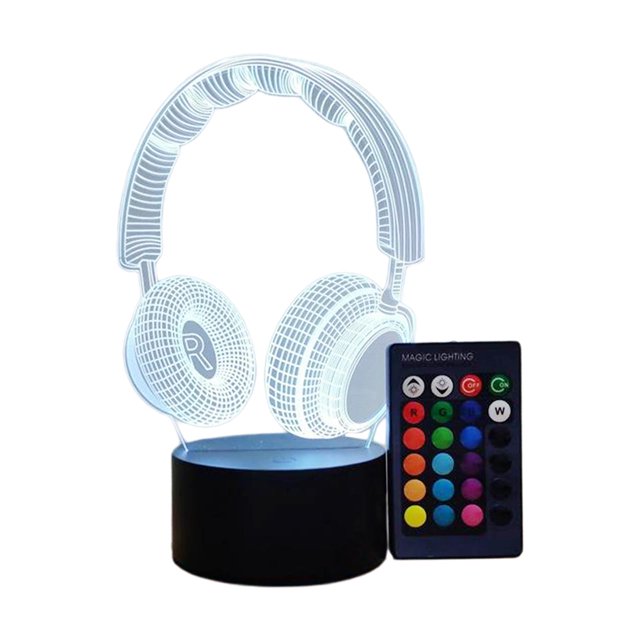 Auricular Luz nocturna para Lámpara 16 colores que cambian Lámparas de luz 3D con control remoto Negro Zulema lámpara de escritorio que cambia de color