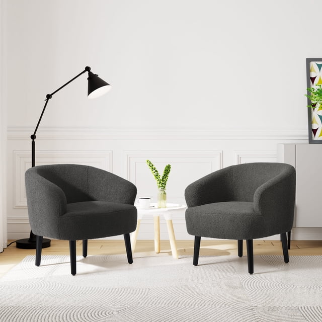 WestinTrends Alexandria Sillón Accent Moderno Estilo Barril de Mediados de Siglo de 29 de Ancho, Juego de Dos, Gris Carbón