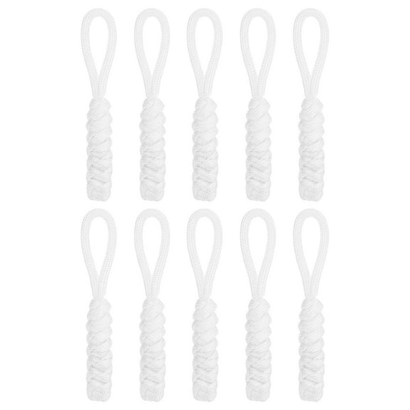 Zipper Pull Replacement [10PCS] - Woven Paracord Pull Tab Extender Use for Backpack & Jacket - [White]