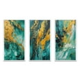thumbnail image 2 of Designart "Golden Turquoise Breakers Abstract Waves V" Abstract Shapes Framed Wall Art Set Of 3 - Gold Transitional Frame Canvas Set For Living Room Decor, 2 of 6