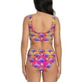 thumbnail image 3 of Kdxio Magic Mushrooms Print Women's 2 Piece High Waisted Wrap Spaghetti Strap Summer Swimsuit Bikini Set-X-Large, 3 of 7