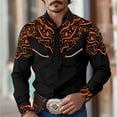 thumbnail image 3 of Camisa de hombre estilo occidental retro geométrico para exteriores, informal, de calle, para uso diario, primavera y otoño, con solapa, manga larga, tallas S-5XL, tela elástica, 3 of 5