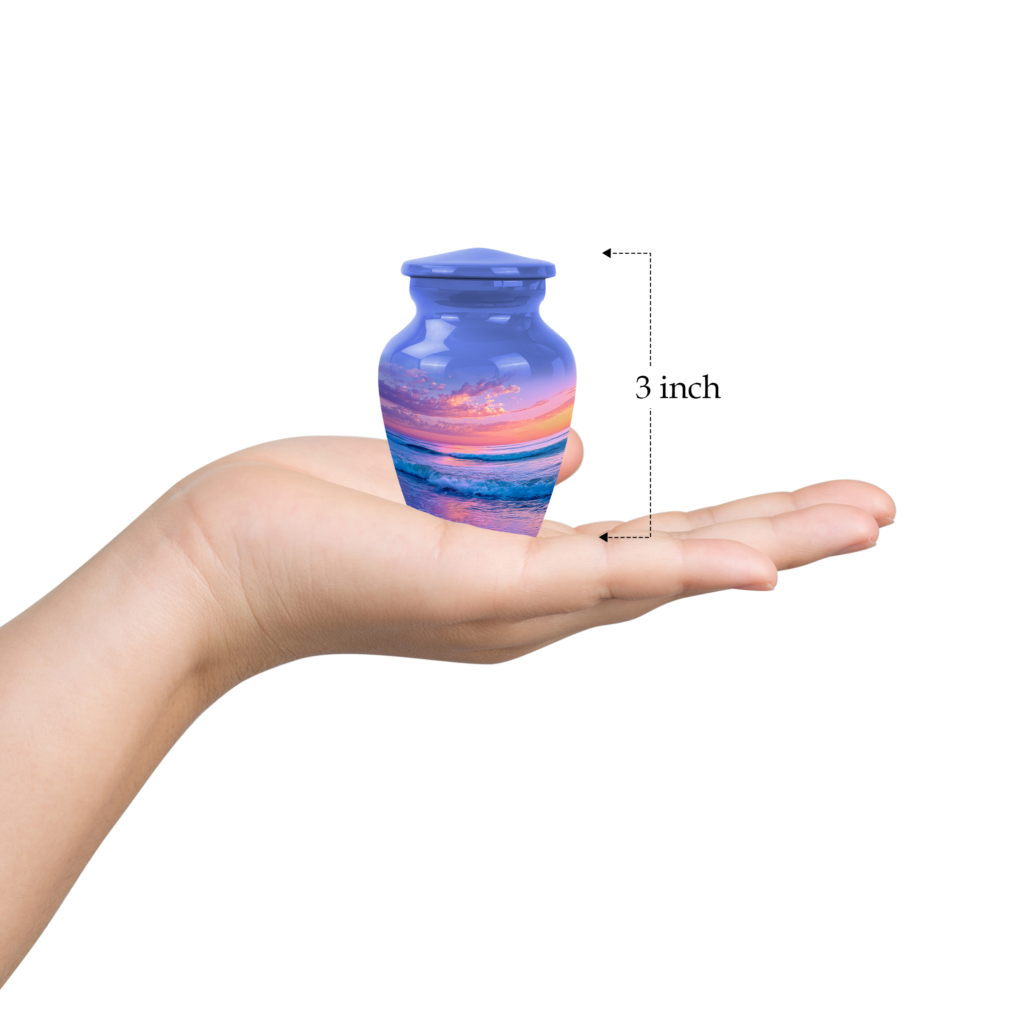 Sunset Beach Urn For Ashes Adult Human - 3 Inch Urns For Human Ashes Set Of 4 - Small Cremation Urns For Women - Sunset Keepsake Funeral Urn For Adult Female ( Size:- 3 Inch Set Of 4 )