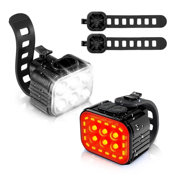 CHUNYAN Bike Lights Set [8 13 Modes], Rechargeable Bicycle Light Set Ultra Bright, IP65 Waterproof Bike Lights for Night Riding, 1200mAh Bike Headlight and Tail Light Reflectors, Black