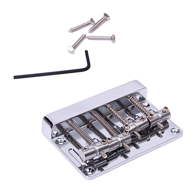 Puente De Plateado Con Tornillos Y Hexagonales Para Bajo De Guitarra Eléctrica Sunnimix Plata de la secuencia del Bass Puente