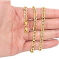 thumbnail image 4 of Nuragold 14k Real Yellow Gold Solid Figaro Link 6mm Diamond Cut Pave Chain Bracelet (7"-9") Two Tone Italian Jewelry for Men & Women, 4 of 9