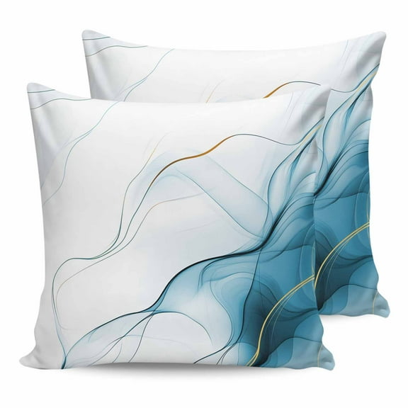 Outdoor Waterproof Throw Pillow Covers Set of 2 Blue Water Ripple Decorative Pillowcases Square Outdoor Pillows Cushion Case 16x16 Inch Marble Modern Art Patio Pillows for Couch Sofa Bed Garden