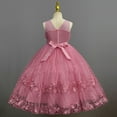 thumbnail image 3 of Filles Fleur Imprimé Bal Robe Élégante Tulle Noeud Ceinture Princesse Maxi Robe, 3 of 4