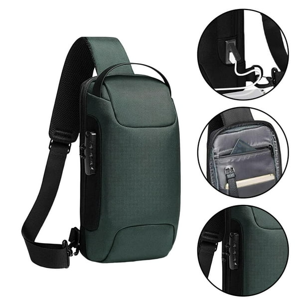 Mochila de moto para hombre con puerto de carga USB para deportes de viaje Verde Macarena Bolsos bandolera para hombre Bodega Aurrera en linea