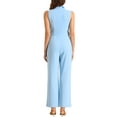 thumbnail image 3 of INSPIRE CHIC Women's Sleeveless Shawl Collar Office Belted Cropped Jumpsuit Romper L Sky Blue, 3 of 6