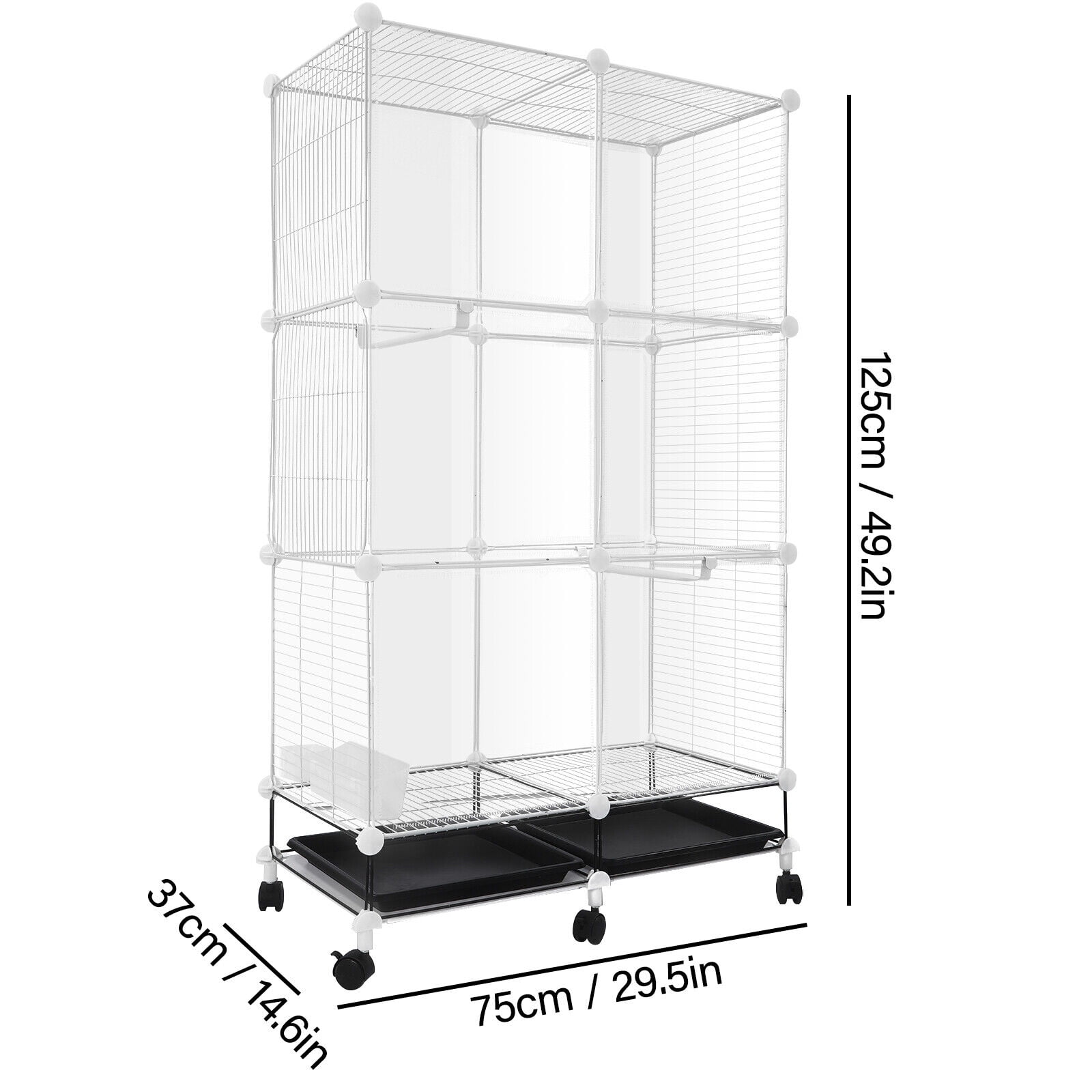 Rectangle Freestanding Bird Cage, Bird Cage with Universal Wheels 29.5*14.6*49.2in