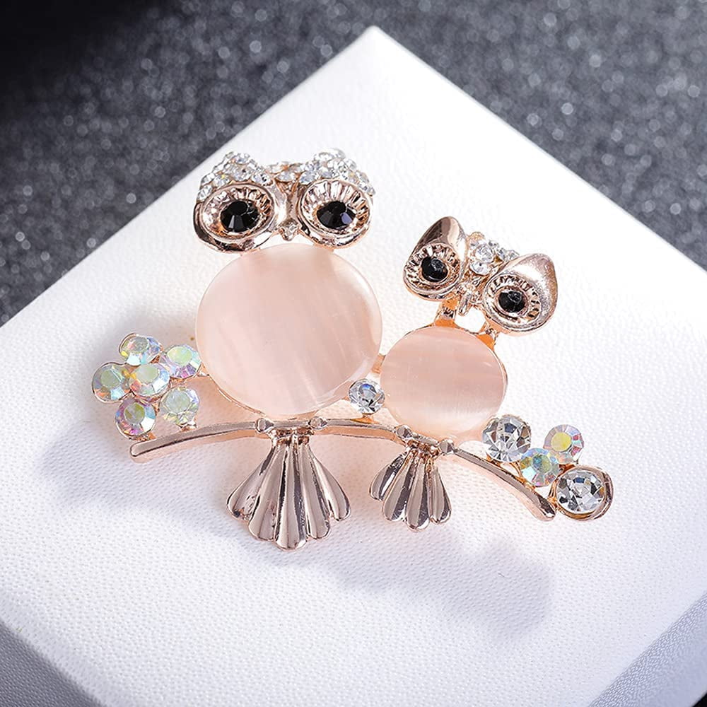 Owl Shape Rhinestone Brooch Pin - Green Enamel Crystal Owl Lapel Pin For Women & Men