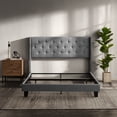 thumbnail image 3 of Lammaloe King Size Platform Bed Frame with Wingback Diamond Upholstered Headboard, Silver, King, 3 of 9